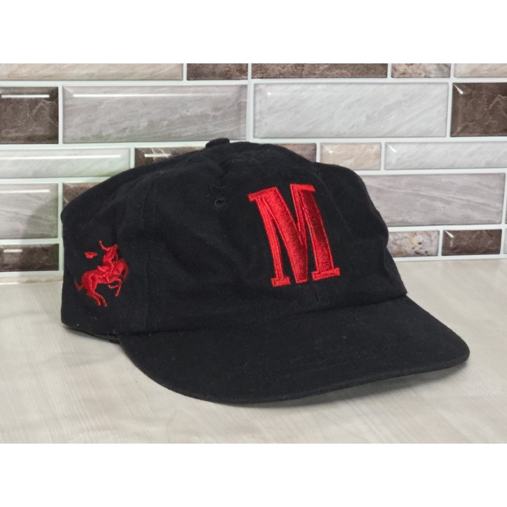 Vintage 90s Black Red Strapback Hat Cowboy Cigarette Brand Men's Ball Cap - Picture 2 of 16